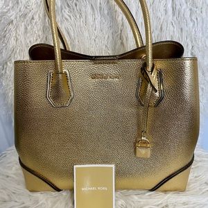 Michael Kors Mercer Convertible Metallic Gold Tote